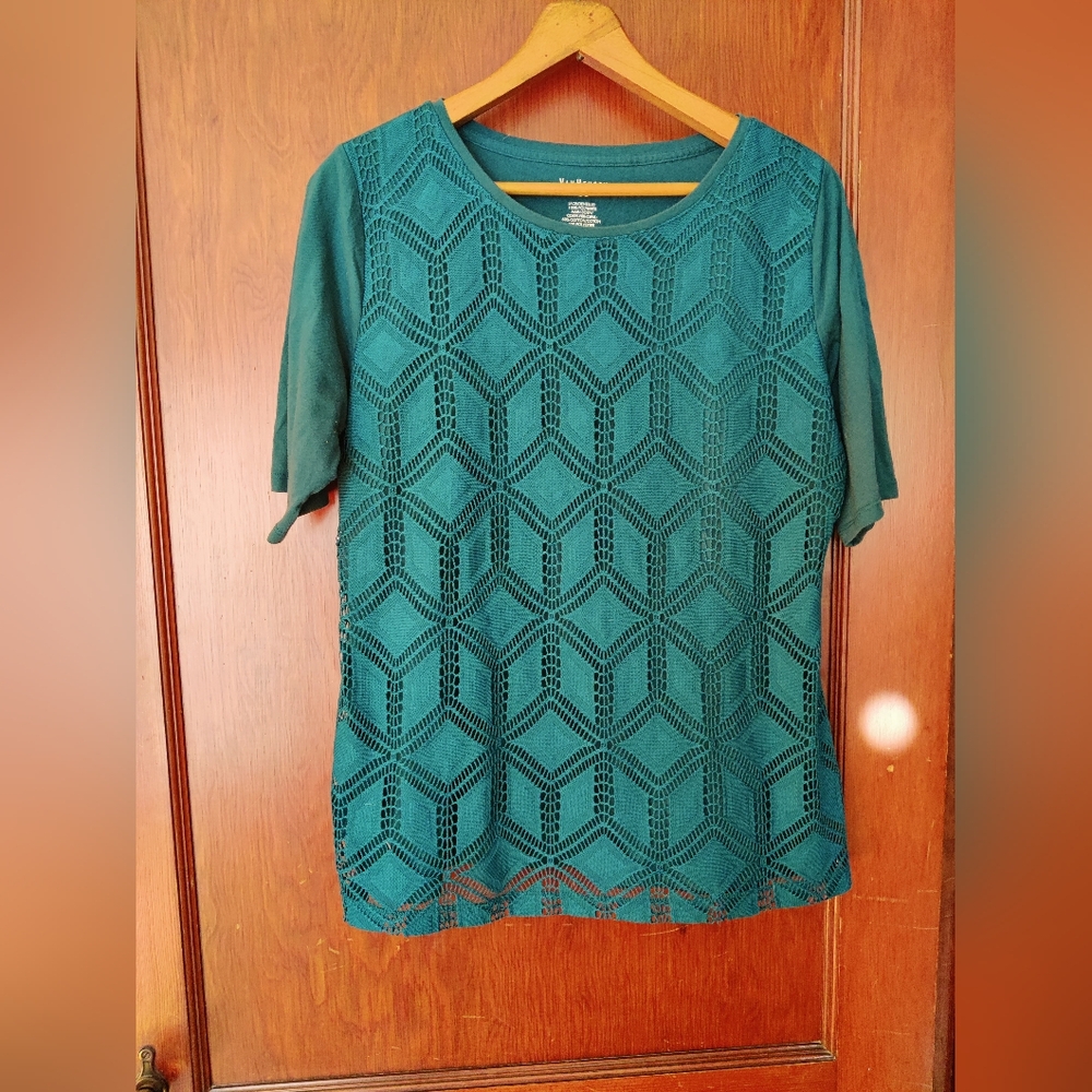 Van Heusen Top with Lace Overlay